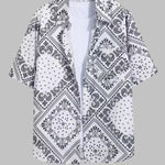 Men's Retro Paisley Print Casual Short Sleeve Shirt Shorts Set