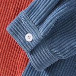 Men's Corduroy Colorblock Single Pocket Button-down Shirt