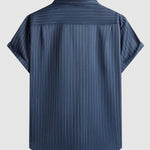 Men's Striped Single Pocket Casual Short Sleeve Shirt