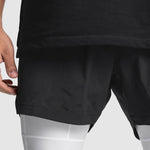Men's Breathable Fake Two-Piece Trunks Sports Fitness Quick-Drying Casual Elastic  Pants