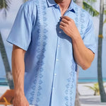 Men's Hawaiian Print Beach Resort Short Sleeve Shirt