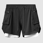 Men's fake two-piece large pocket quick-drying sports shorts