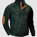 Men's retro corduroy patchwork casual stand collar sweatshirt