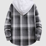 Men's plaid hooded thin hooded shirt