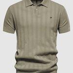 Men's solid color knitted texture casual short-sleeved POLO