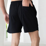 Men's Solid Color Waffle Drawstring Elastic Waist Casual Shorts