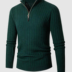 Men's Solid  Cable Casual Zip Stand Collar Sweater