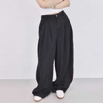 High-waisted Wide-leg Casual Curved Trousers