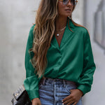 Zeagoo Long Sleeve Shirts Casual Lapel Collar V Neck Single Breasted Tunic Blouse