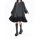 Women's Loose Casual Color Block Patchwork  Midi Dress