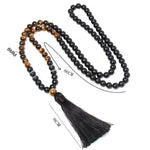 Buddha Stones Black Onyx Tiger Eye Fortune Bracelet Tassel Necklace Pendant