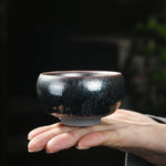 Buddha Stones 24K Gold Inlaid Sunflower Chinese Jianzhan Glaze Kiln Change Ceramic Teacup Tenmoku Kung Fu Tea Cup (Extra 35% Off | USE CODE: FS35)