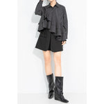 Women's Asymmetrical Double Layer Ruffle Hem Striped Shirt