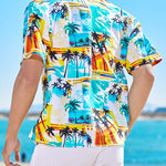 Men's Tropical Coconut Hawaiian Print Resort Short Sleeve Shirt