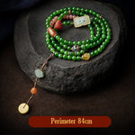 Buddha Stones 108 Mala Beads Cyan Jade Red Agate Laughing Buddha Luck Bracelet