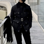 3D Pocket Diamond-patterned Collar Cotton Coat