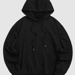 Men's solid color basic drawstring hoodie