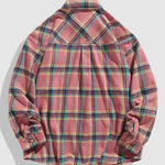 Men's Casual Plaid Pocket Button-Down Long Sleeve Shirt