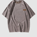 Men's Retro Suede Printed Casual Round Neck Short Sleeve T-Shirt