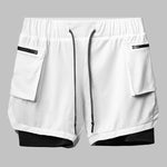 Men's fake two-piece large pocket quick-drying sports shorts