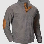 Men's retro corduroy patchwork casual stand collar sweatshirt
