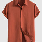 Men's Cotton Linen Lapel Short Sleeve Shirt