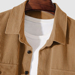 Men's Corduroy Solid Pocket Long Sleeve Shirt