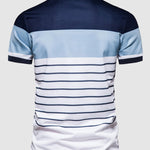 Men's knitted striped casual business lapel short sleeve POLO