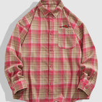 Men's Casual Wool Blend Plaid Button-Down Long Sleeve Shirt