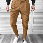 Men's Solid Color Zipper Fly Casual Pants