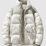 Men's ink painting stitched stand collar padded puffer jacket