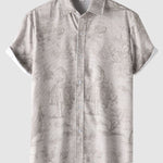 Men's Botanical Print Casual Short Sleeve Shirt