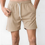 Men's Solid Color Waffle Drawstring Elastic Waist Casual Shorts