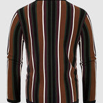 Men's striped jacquard lapel button-down sweater