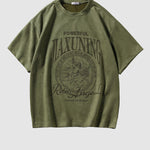 Men's Retro Graphic Print Suede Casual Round Neck Short Sleeve T-Shirt