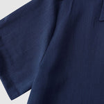 Men's Solid cotton casual lapel solid color short-sleeved shirt