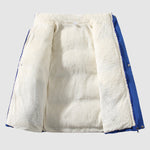Men's solid color fleece-lined stand collar warm puffer jacket
