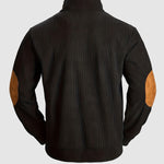 Men's retro corduroy patchwork casual stand collar sweatshirt