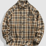 Men's Classic Casual Plaid Pocket Button Down Long Sleeve Shirt