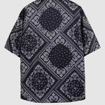 Men's Retro Paisley Print Casual Short Sleeve Shirt Shorts Set
