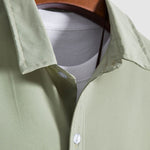 Men's solid color lapel button down casual short sleeve shirt