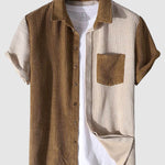 Men's Waffle Corduroy Casual Short Sleeve Shorts Set