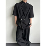 Asymmetrical Shoulder Pad Design Short-Sleeve Shirt