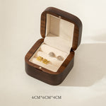 Buddha Stones Retro Handmade Black Walnut Wood Ring Jewelry Storage Box Leaf Wooden Gift Box