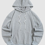 Men's solid color basic drawstring hoodie