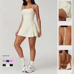 Buddha Stones Solid Backless Tennis Yoga Women Sports Dress