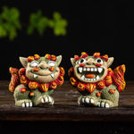 Buddha Stones Small Pair of Lion Fu Foo Dogs Ward Off Evil Protection Home Resin Decoration (Extra 30% Off | USE CODE: FS30)