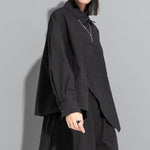 Irregular Slit Long Sleeve Shirt