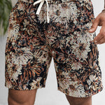 Oil Painting Floral Print Drawstring Shorts