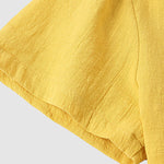 Men's solid color cotton-linen casual vacation short-sleeved shirt and shorts set